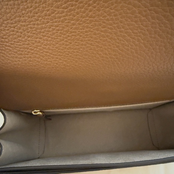 Tory Burch Limited Edition Brown Leather Shoulder Bag with Gold Emblem
